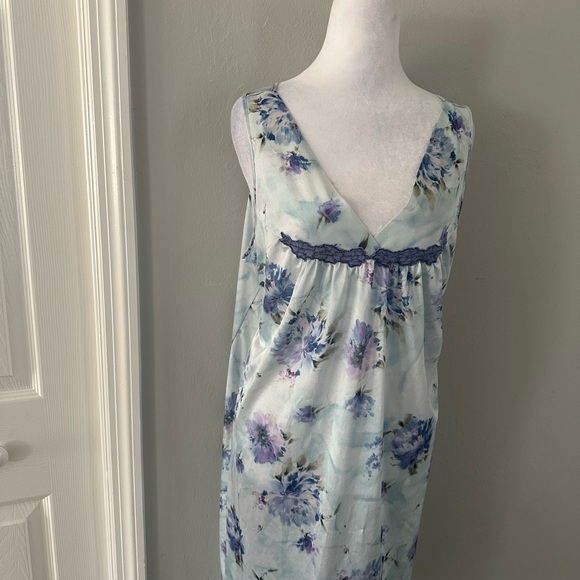 Vanity Fair Y2K Floral Slip Nightgown Lace Empire Waist Large Fairy Cottagecore - Picture 4 of 7